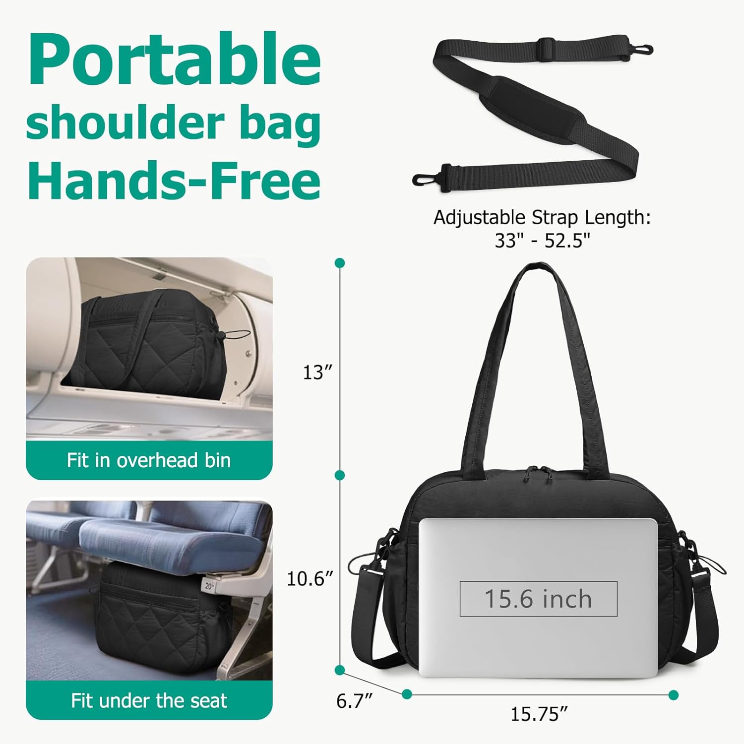 Travel Duffle Bag, Carry On Bag for Men Women with Wet Pocket, Large Capacity Gym Bag, Multi Pocket Hospital Busniess Weekender Overnight Tote Bag (Black)