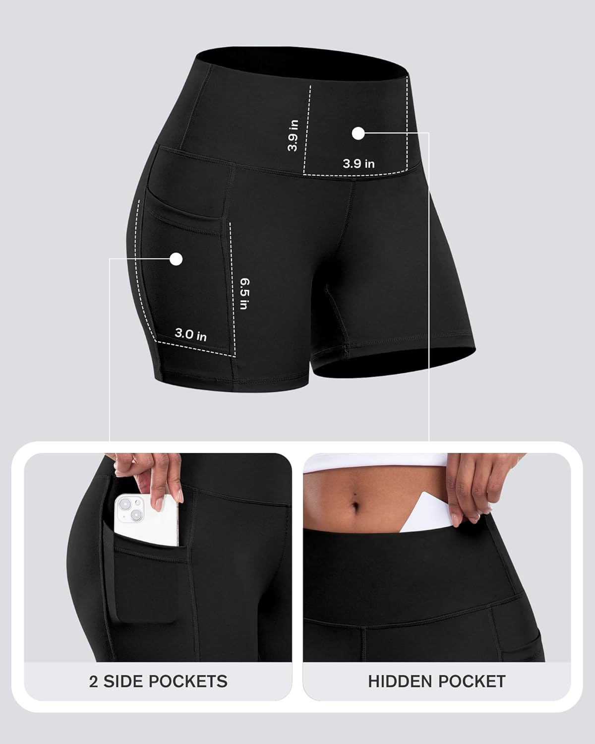 Alternative view of CHRLEISURE Womens Biker Yoga Shorts with Pocket, High Waisted Tummy Control 5 Inch Workout Spandex Athletic Gym Shorts