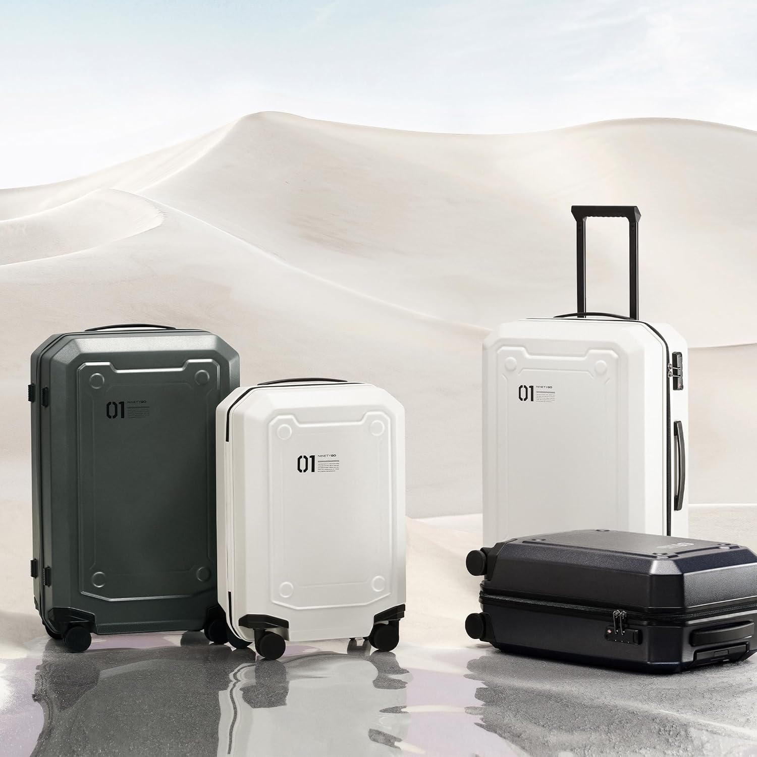 NINETYGO Carry On Luggage 22x14x9 Airline Approved, Carry On Suitcase with Smooth Double Spinner Wheels, Hard Shell PC+ABS Suitcase Carry-On, Lightweight Travel Luggage, TSA Approved (Black, Sahara)