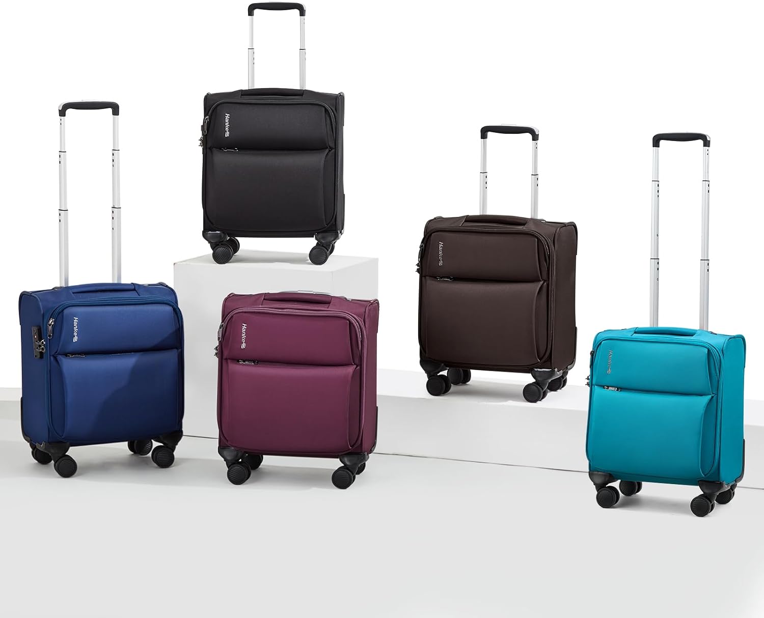 Hanke 16 Inch Underseat Carry On Luggage with Spinner Wheels for Airline, Small Softside TSA Approved Luggage Lightweight Rolling Suitcases Under Seat Travel Carry-On Bag(Caribbean Blue) - Image 7