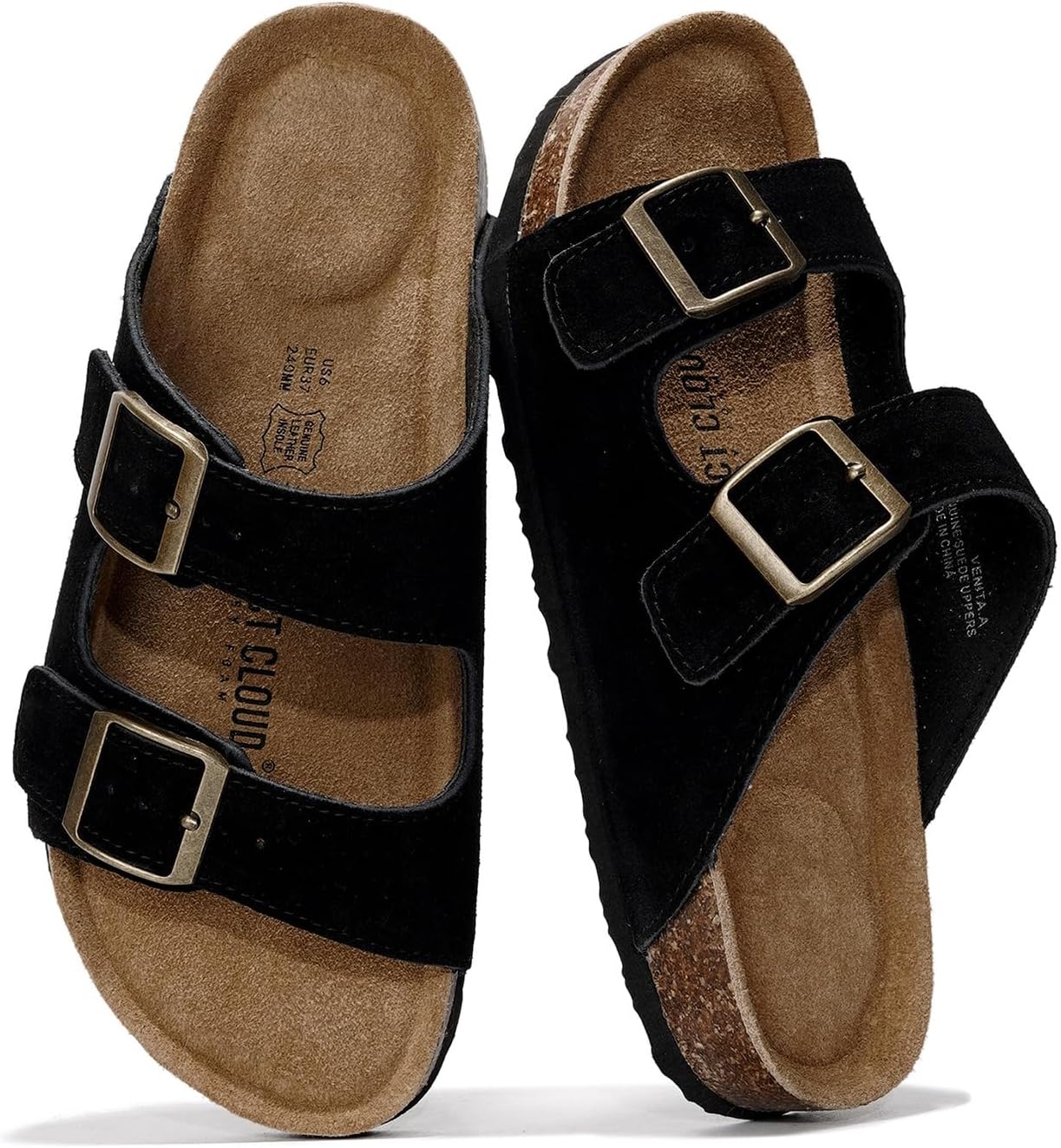 Project Cloud 100% Genuine Leather Flat Sandals For Women 2026 Cork Footbed Womens Sandals with Memory Foam and arch support Vacation Essentials Slides for Women Footwear (Venita) - Image 7