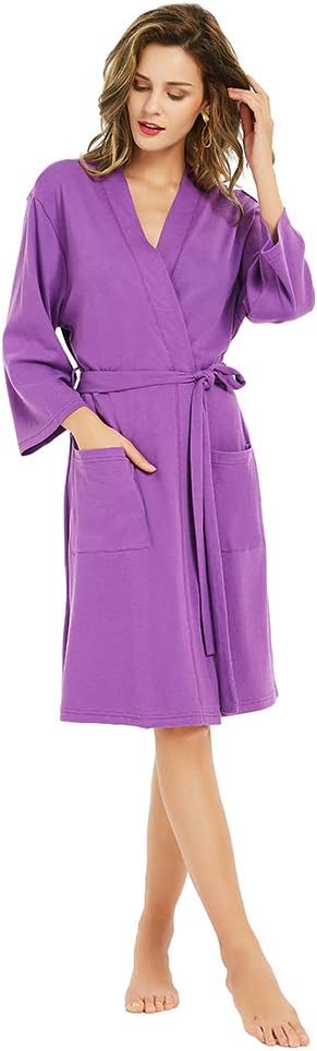 U2SKIIN Womens Robes, 100% Cotton Lightweight Robes 3/4 Sleeves Kimono Knit Soft Loungewear Short Bathrobe - Image 6