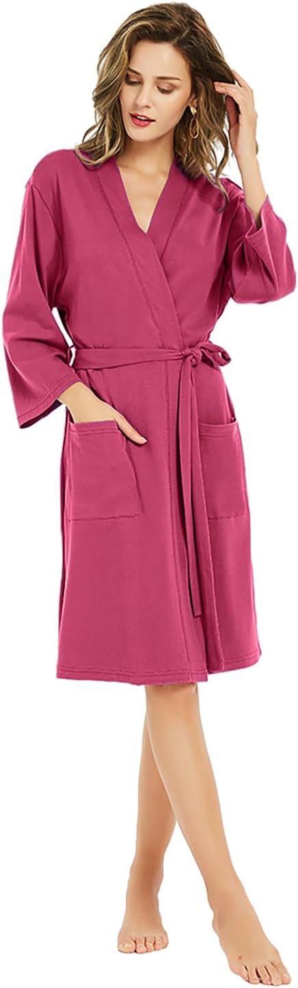 U2SKIIN Womens Robes, 100% Cotton Lightweight Robes 3/4 Sleeves Kimono Knit Soft Loungewear Short Bathrobe - Image 7