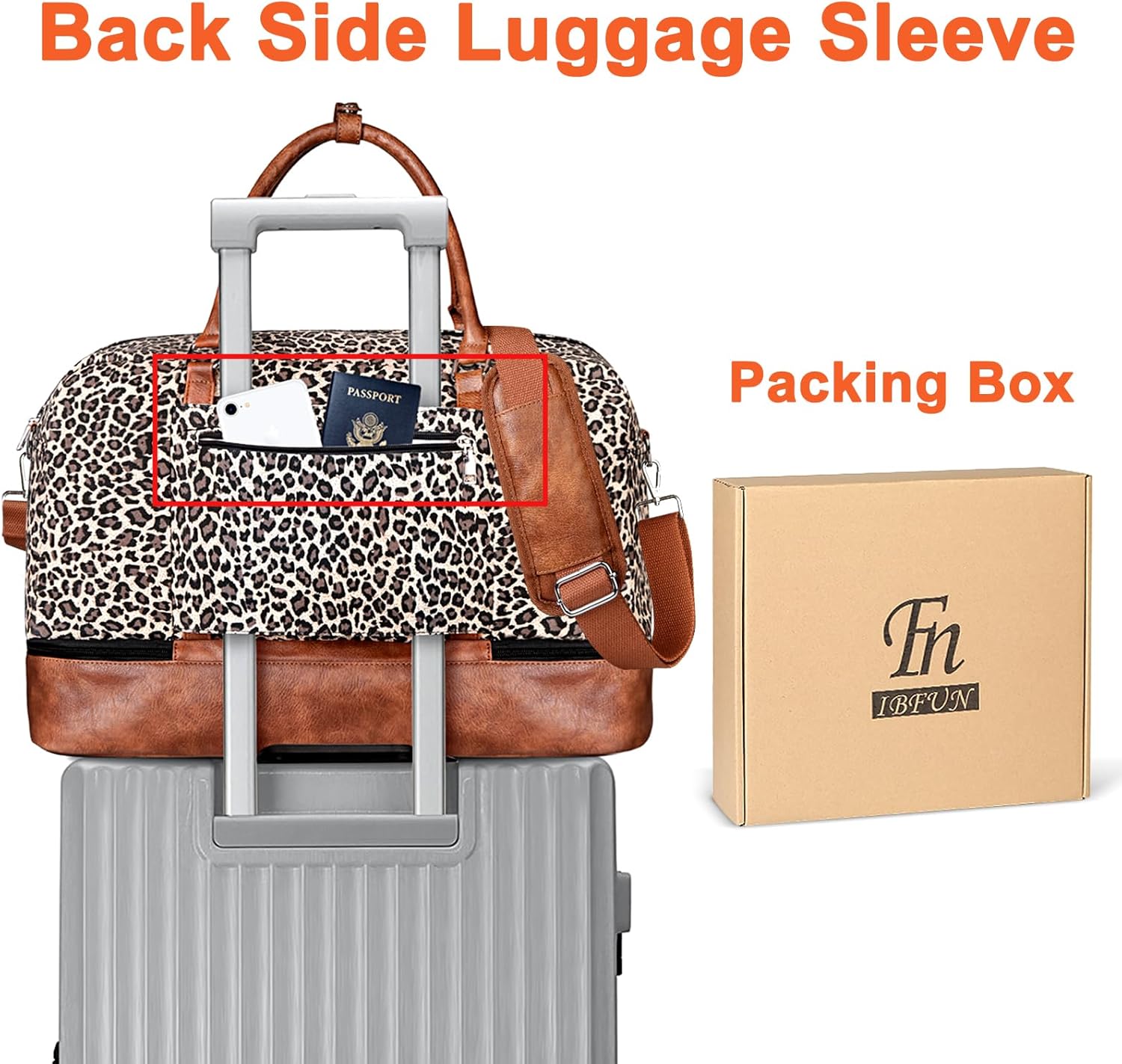 IBFUN Weekender Bags for Women, 21" Weekender Travel Bag, Travel Duffle Bag with Shoe Compartment Carry on Overnight Duffel Bag for Weekend Travel Business Trip - Image 5