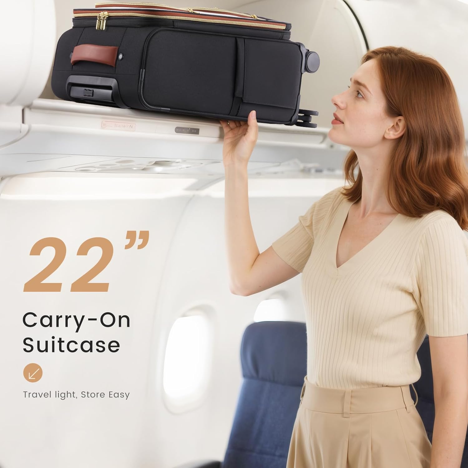 Alternative view of LOVEVOOK Carry on Luggage 22x14x9 Airline Approved, Waterproof Carry on Suitcase with 3 Pouches,Lightweight Softside Underseat Travel Luggage with 360° Wheels,TSA Lock for Travel Business