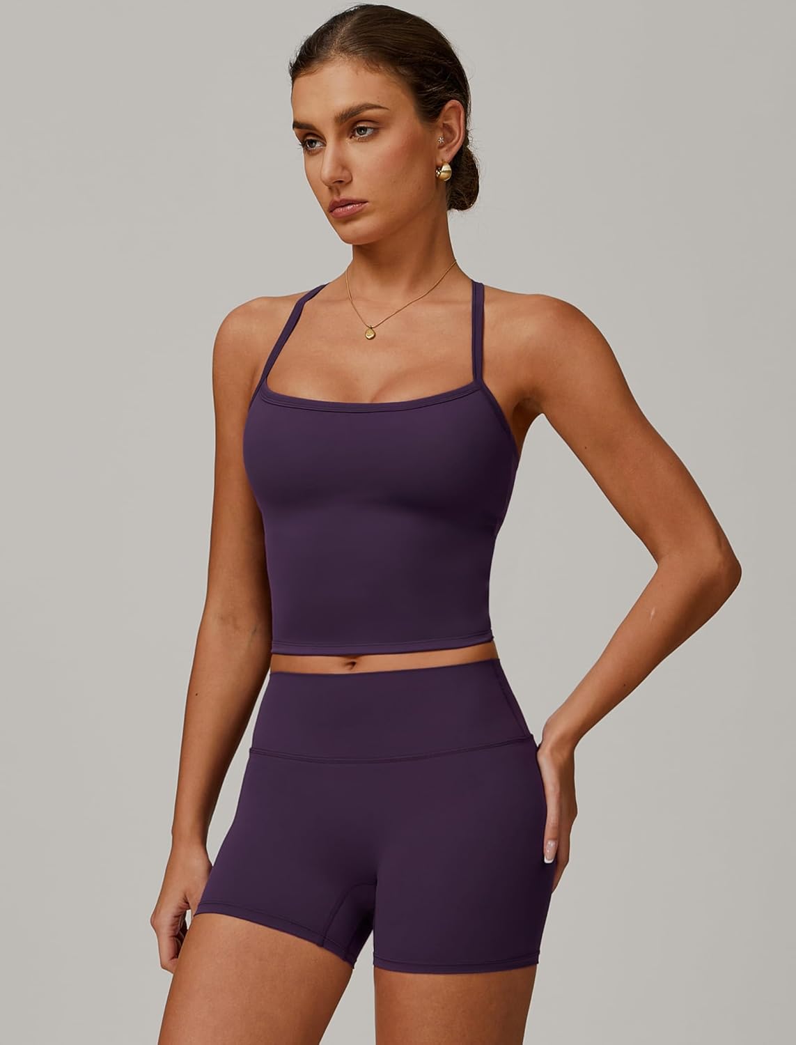 QBGJTD Two Piece Workout Sets For Women Tank Top Matching High Waist Booty Lifting Shorts Gym Yoga Active Wear Outfits