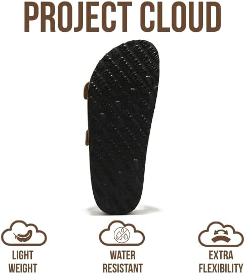 Project Cloud 100% Genuine Leather Flat Sandals For Women 2026 Cork Footbed Womens Sandals with Memory Foam and arch support Vacation Essentials Slides for Women Footwear (Venita) - Image 4