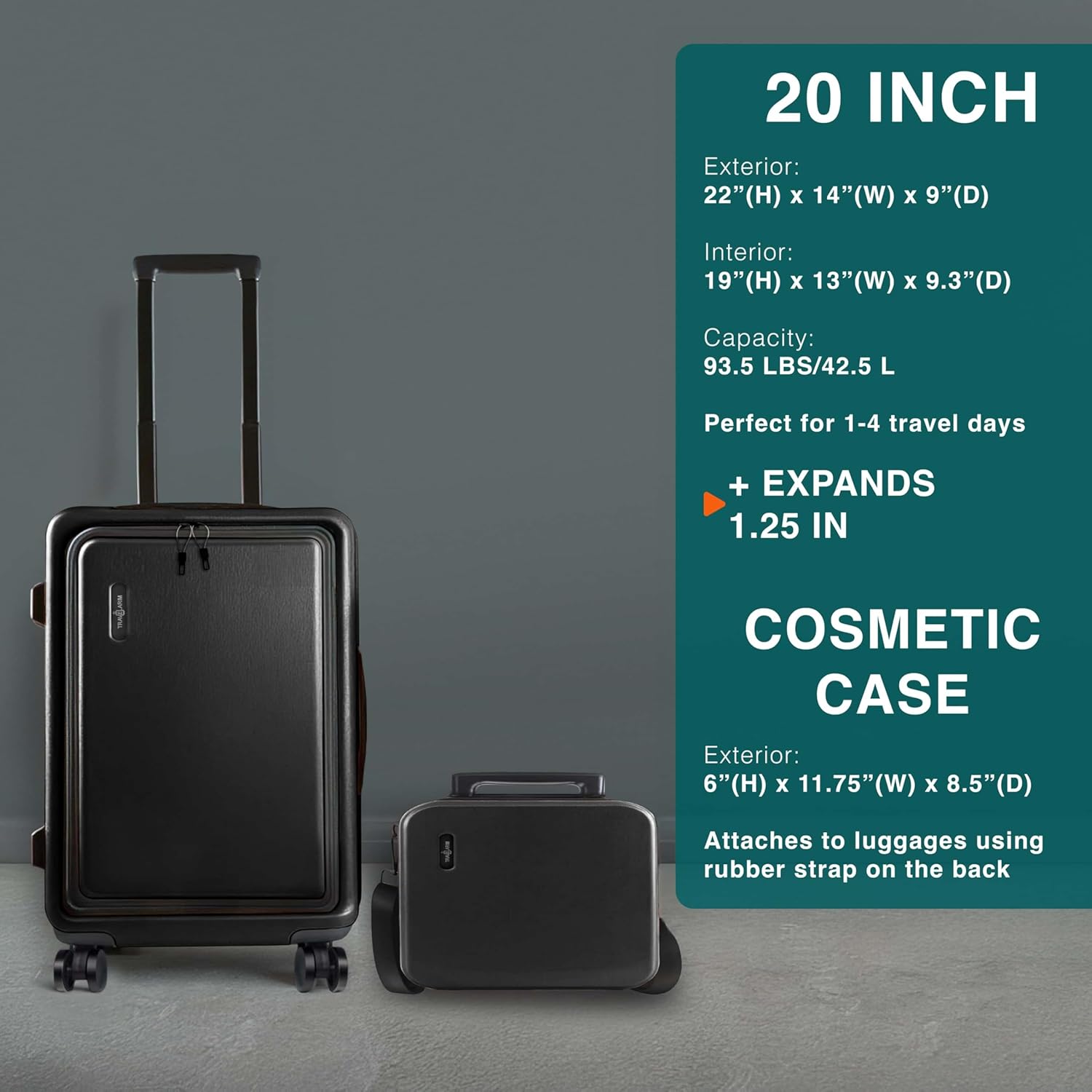 TRAVELARIM Luggage Sets 3 Piece, 20 Inch Carry on Luggage and 28 Inch Suitcases with Wheels Spinner, Durable Hard Shell Suitcase Set, Expandable Travel Suitcase, Black