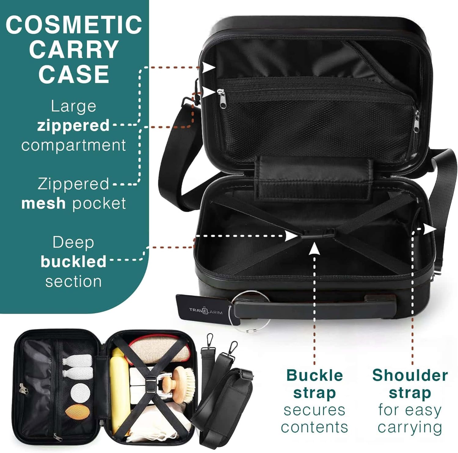 TRAVELARIM Luggage Sets 3 Piece, 20 Inch Carry on Luggage and 28 Inch Suitcases with Wheels Spinner, Durable Hard Shell Suitcase Set, Expandable Travel Suitcase, Black - Image 4