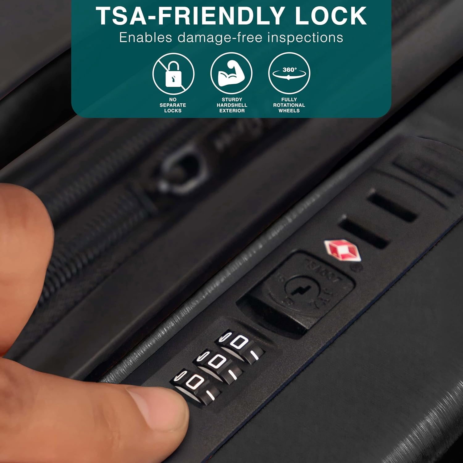 TRAVELARIM Luggage Sets 3 Piece, 20 Inch Carry on Luggage and 28 Inch Suitcases with Wheels Spinner, Durable Hard Shell Suitcase Set, Expandable Travel Suitcase, Black - Image 7