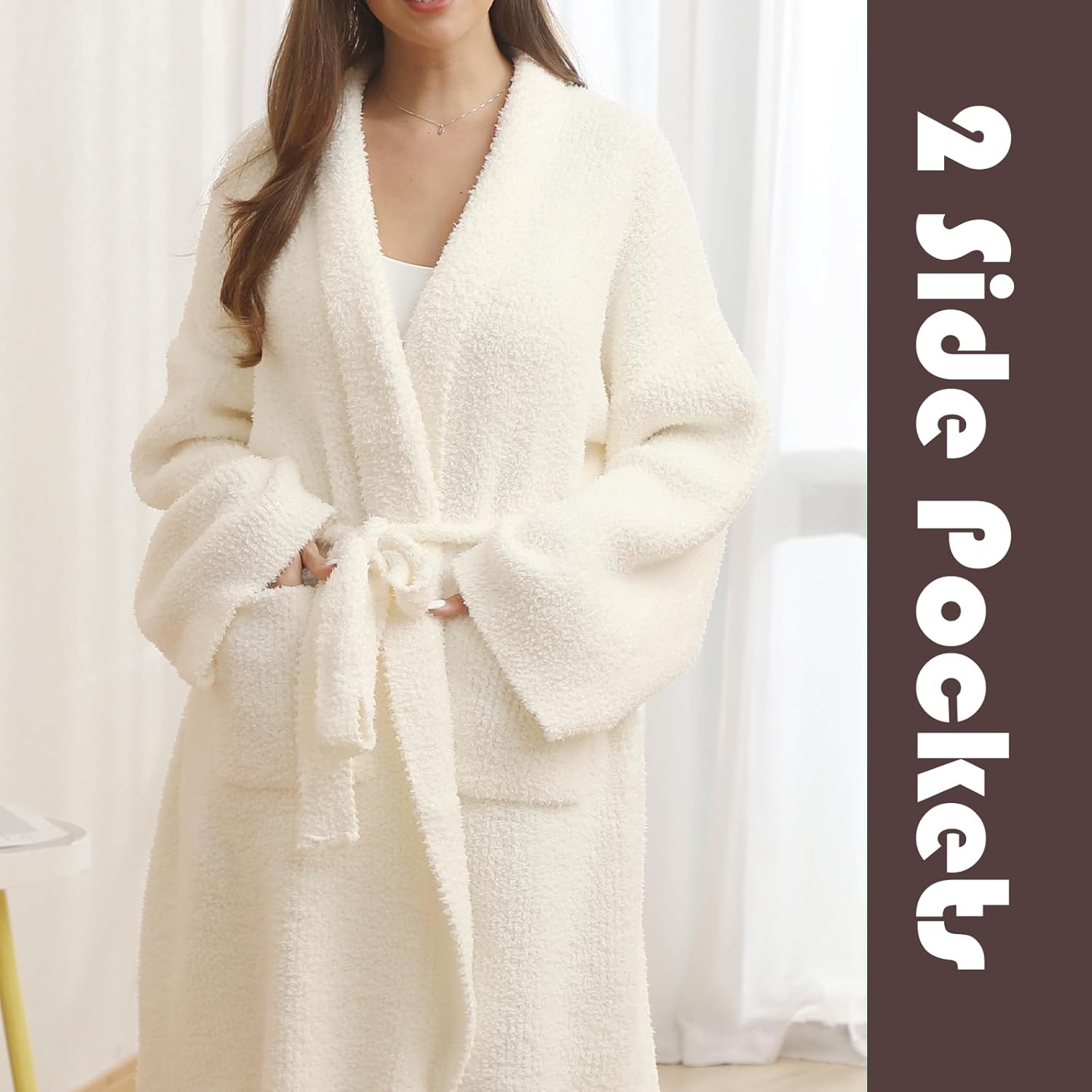 Alternative view of busy koala Soft Plush Hooded Robe, Cozy Warm Loungewear Bathrobe with Pockets for Women