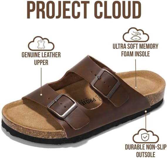 Alternative view of Project Cloud 100% Genuine Leather Flat Sandals For Women 2026 Cork Footbed Womens Sandals with Memory Foam and arch support Vacation Essentials Slides for Women Footwear (Venita)