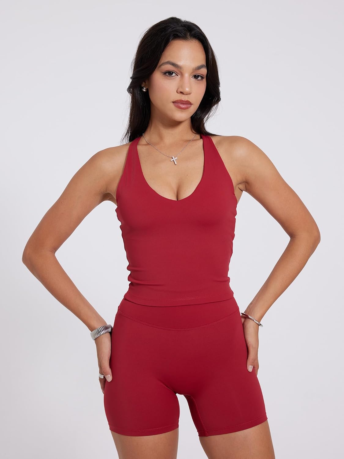 Danysu Sculpt Workout Tank Tops Women Backless Longline Sports Bras Strappy Padded Yoga Top - Image 4