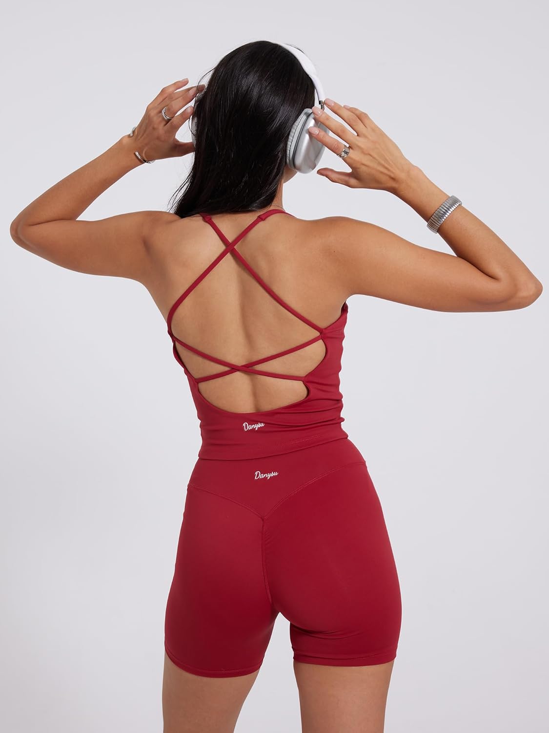 Danysu Sculpt Workout Tank Tops Women Backless Longline Sports Bras Strappy Padded Yoga Top - Image 5
