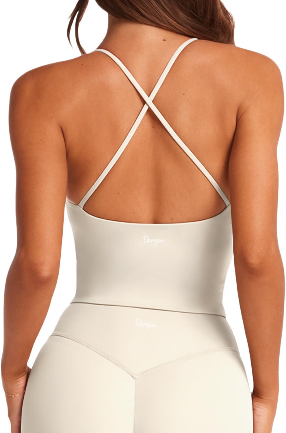 Danysu Sculpt Workout Tank Tops Women Backless Longline Sports Bras Strappy Padded Yoga Top - Image 9
