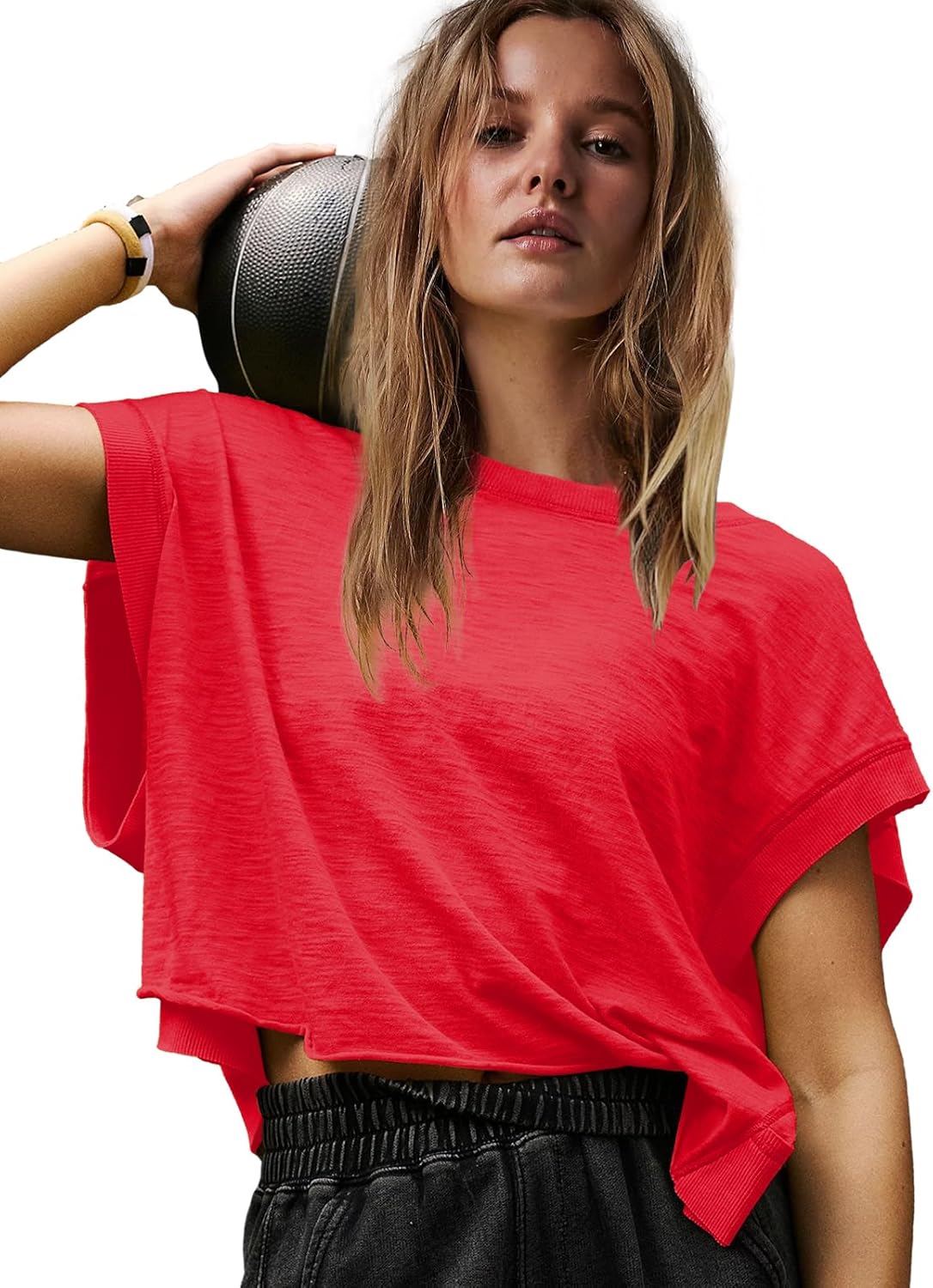 Panadila Womens Open Back Workout Top Oversized Workout T Shirts Backless Athletic Shirt Short Sleeve Baby Tee