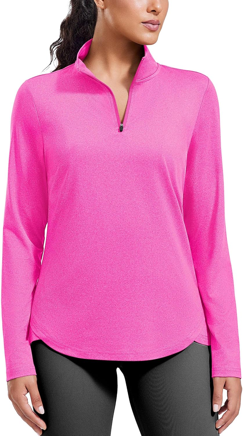 PINSPARK Workout Tops for Women Long Sleeve Athletic Shirt Quarter Zip Running Shirts Stretchy UPF 50+ Yoga Hiking Tee Top - Image 6