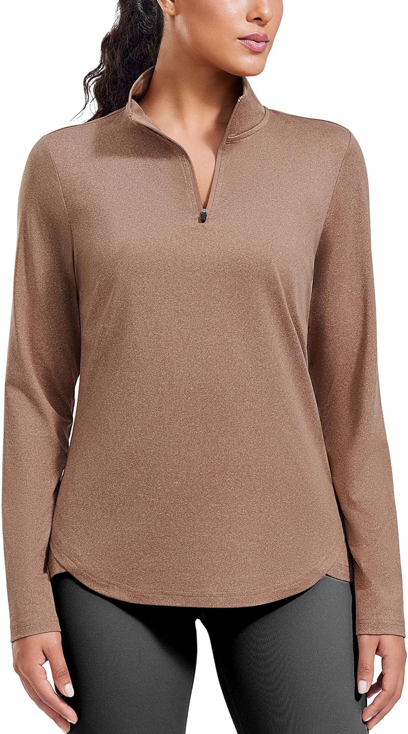 PINSPARK Workout Tops for Women Long Sleeve Athletic Shirt Quarter Zip Running Shirts Stretchy UPF 50+ Yoga Hiking Tee Top - Image 8