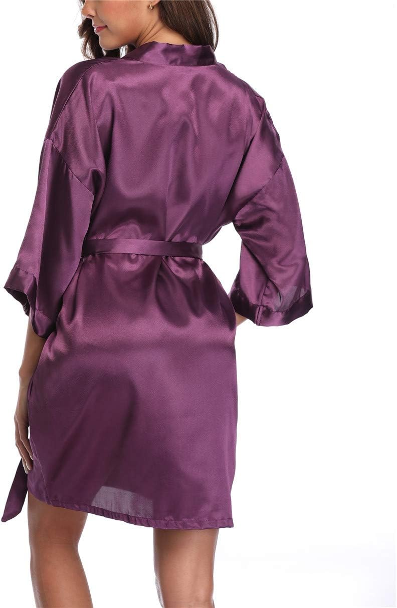 Women's Satin Kimono Robes Bridesmaid Wedding Robes Silky Bathrobes Summer Loungewear