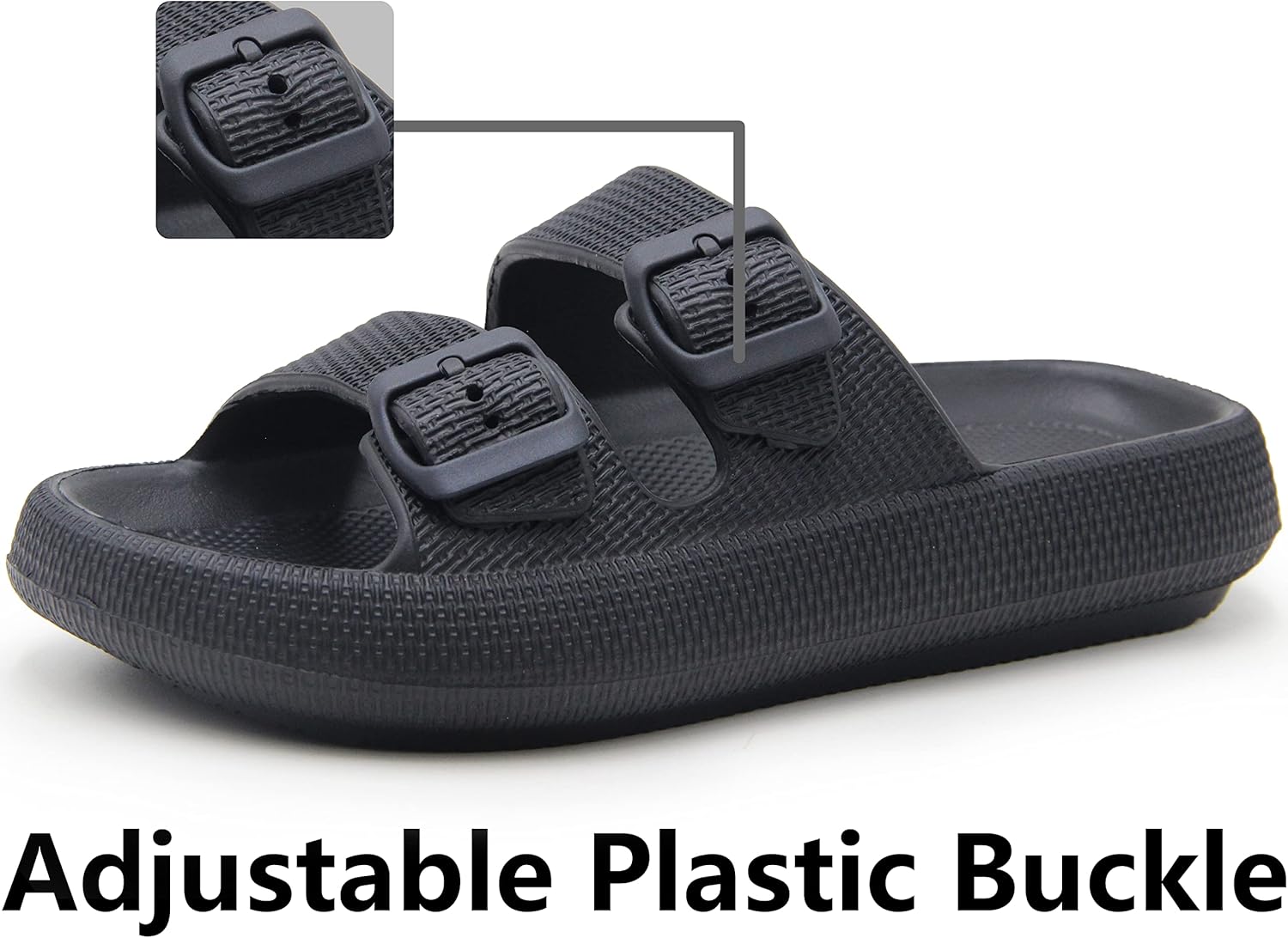 Alternative view of Weweya Sandals for Women and Men - Pillow Slippers - Double Buckle Adjustable Slides - EVA Flat Sandals