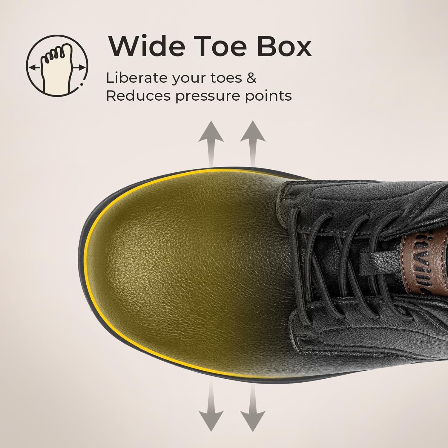 Alternative view of FitVille Men's Wide Slip-On Shoes Casual Dress Walking Shoes Arch Support Oxford Shoes Lightweight Cushioned Business Sneakers