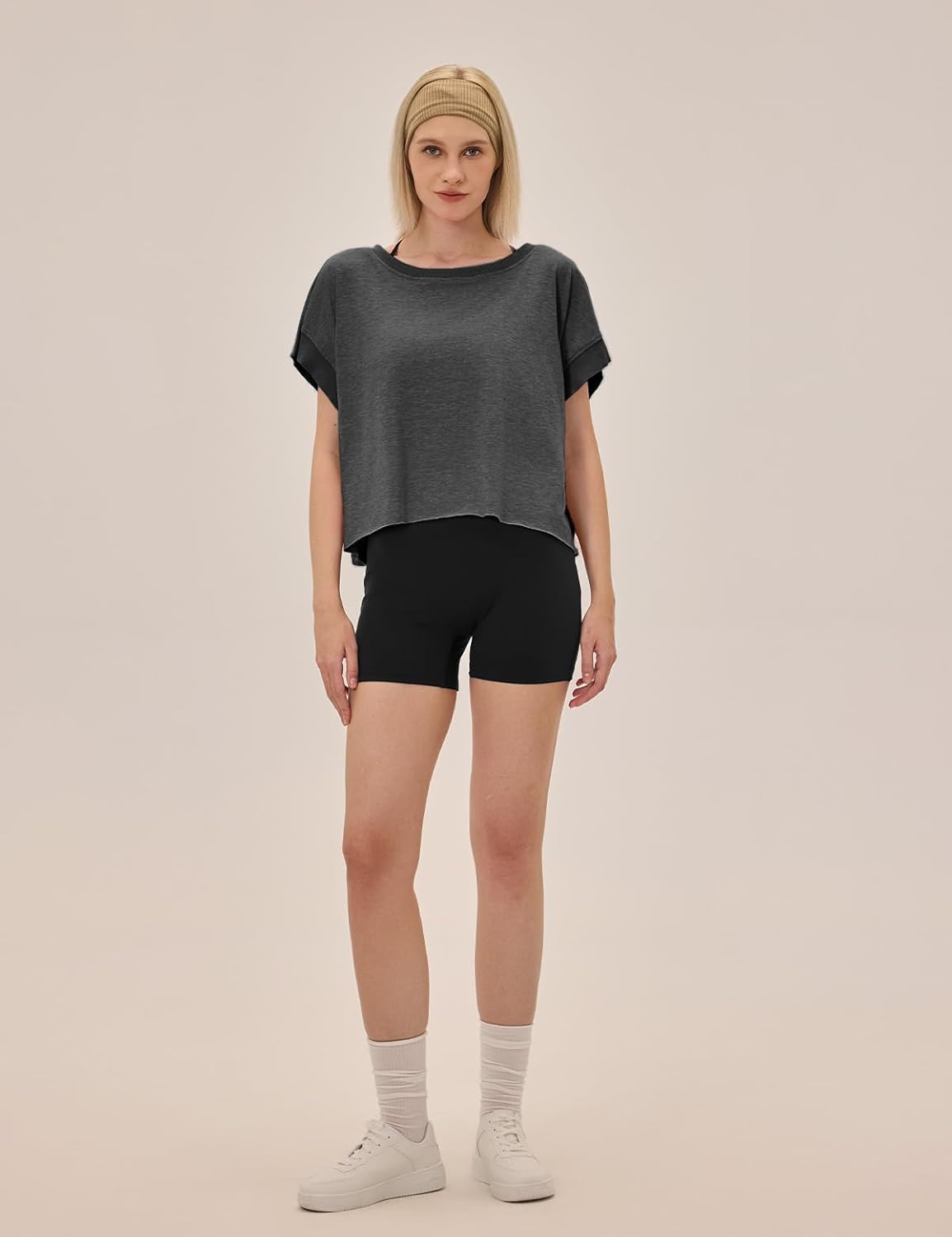 Alternative view of UNIANKIYA Open Back Workout Tops for Women Loose Fit Athletic Crop Tee Short Sleeve Gym Running Yoga Shirt