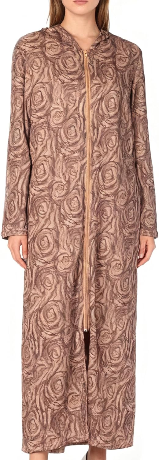 Kasual Women's Hooded Zipper Bathrobe Long Housecoat Sweatshirt Soft Robe Long Sleeve Loungewear Nightgown with Pockets - Image 6