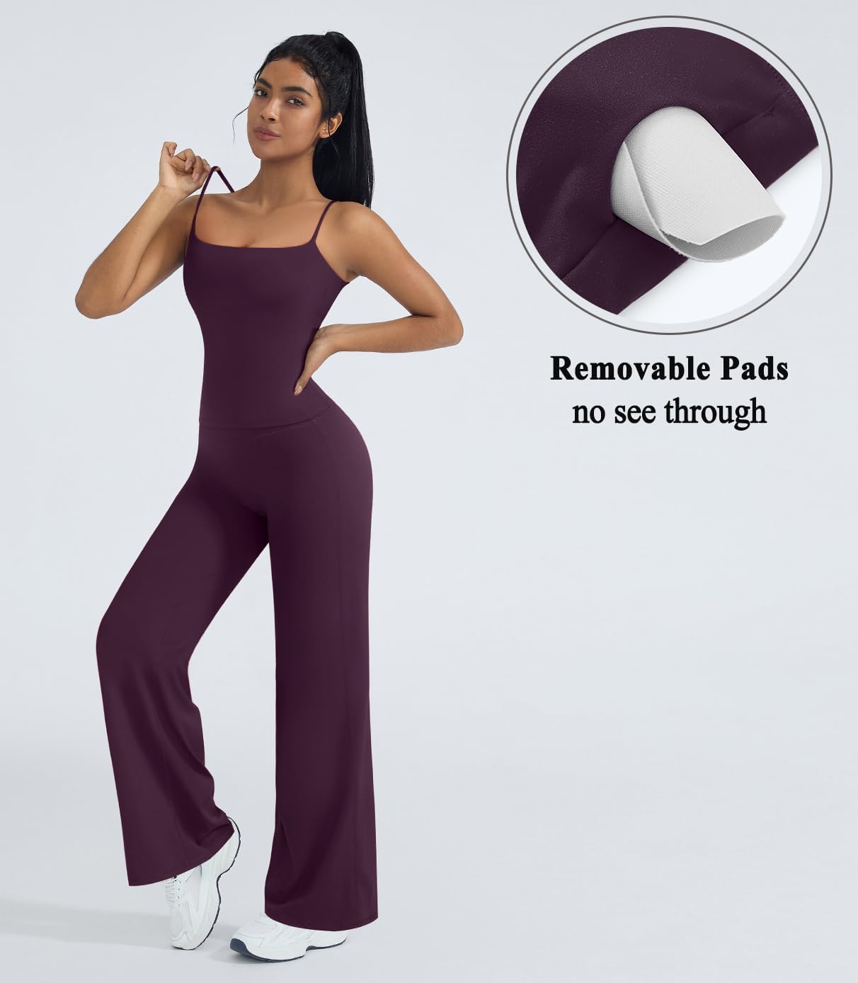 Alternative view of OMKAGI Workout Sets for Women Padded Tank Tops Matching Straight Leg Yoga Outfits