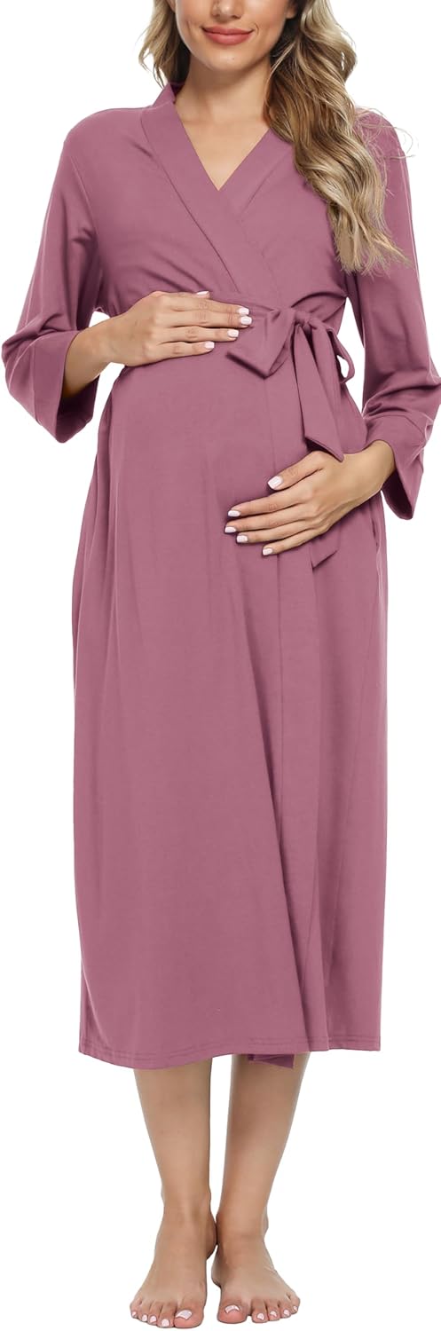 Xpenyo Women's Maternity Sleepwear,Labor/Delivery/Nursing/Hospital Nightgown Kimono Robes Long Pregnancy Loungewear