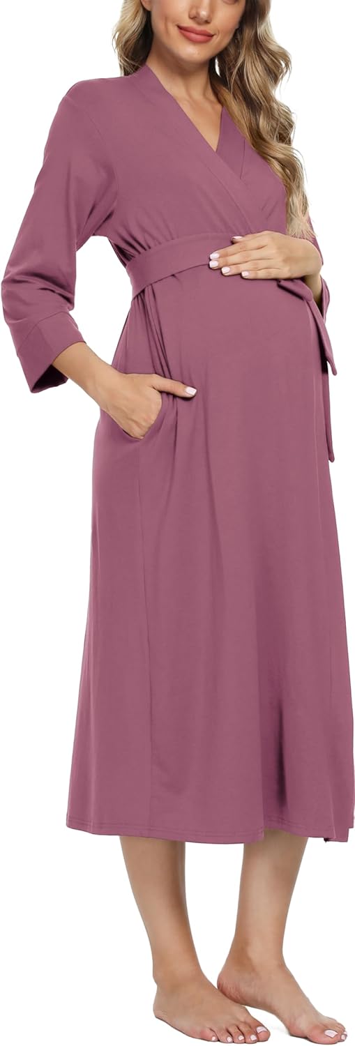 Alternative view of Xpenyo Women's Maternity Sleepwear,Labor/Delivery/Nursing/Hospital Nightgown Kimono Robes Long Pregnancy Loungewear