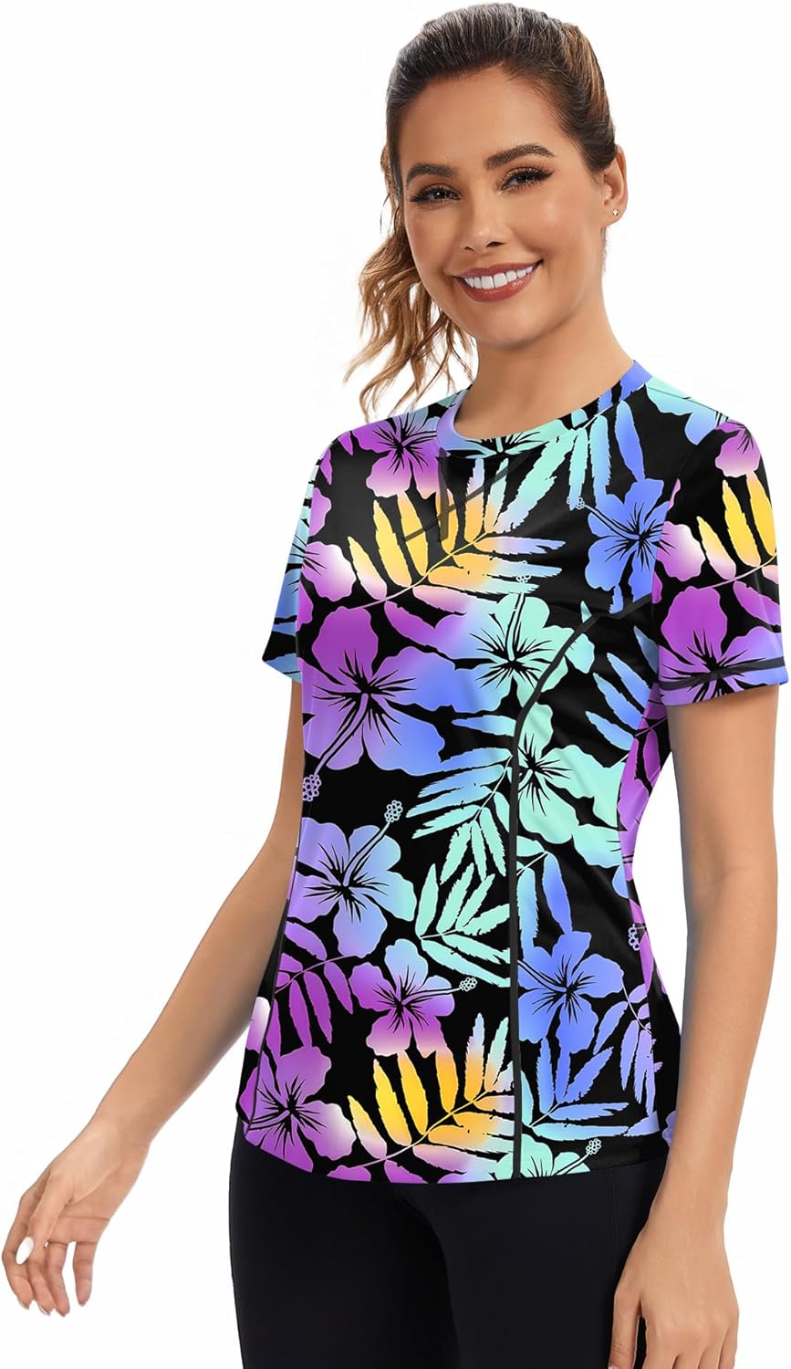 Alternative view of AVOOGUE Women's Short Sleeve Workout Tops Quick Dry Athletic UPF50+ Sun Protection Shirts Gym Hiking Running Yoga Clothes