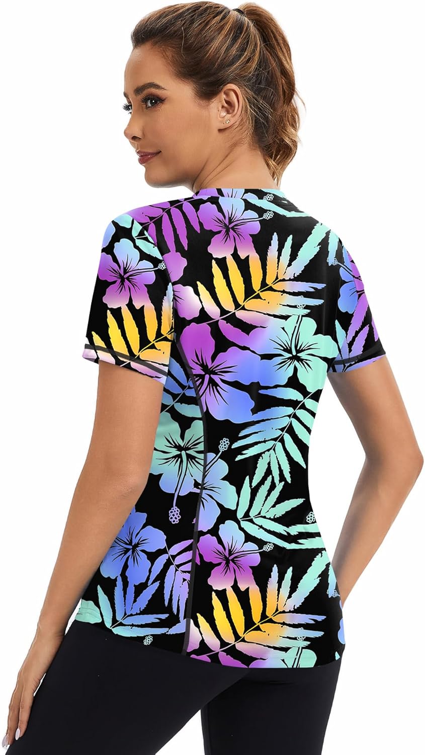 AVOOGUE Women's Short Sleeve Workout Tops Quick Dry Athletic UPF50+ Sun Protection Shirts Gym Hiking Running Yoga Clothes - Image 3