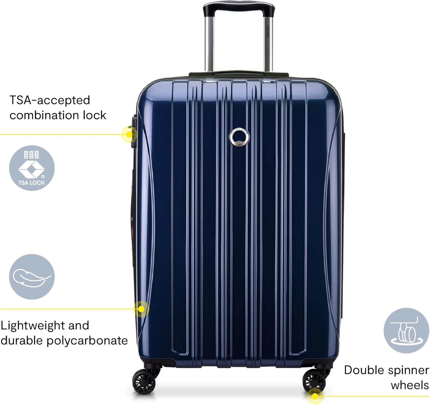 Alternative view of DELSEY PARIS Helium Aero Hardside Expandable Luggage with Spinner Wheels, Blue Cobalt, Checked-Medium 24 Inch