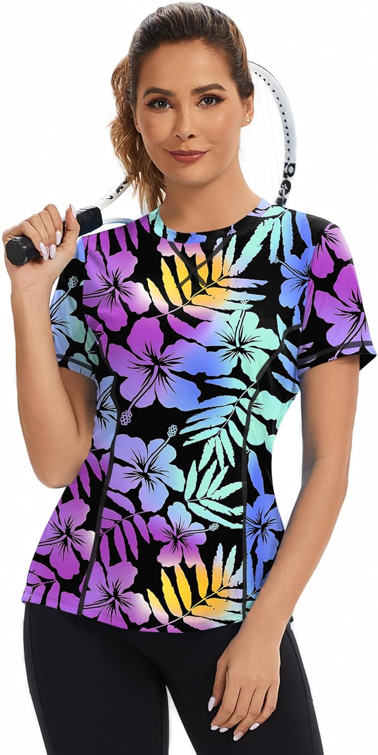 AVOOGUE Women's Short Sleeve Workout Tops Quick Dry Athletic UPF50+ Sun Protection Shirts Gym Hiking Running Yoga Clothes - Image 4