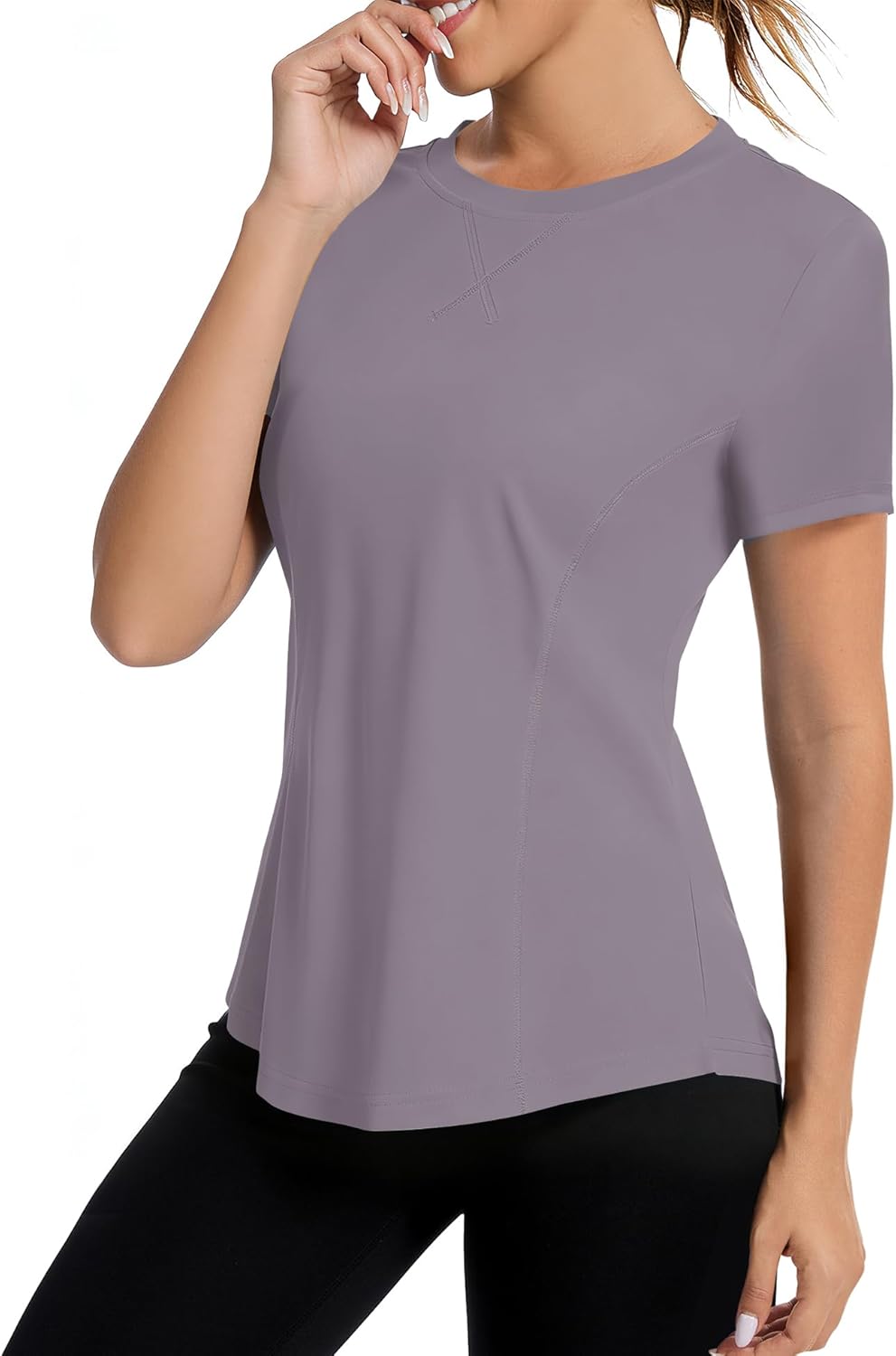 AVOOGUE Women's Short Sleeve Workout Tops Quick Dry Athletic UPF50+ Sun Protection Shirts Gym Hiking Running Yoga Clothes - Image 7