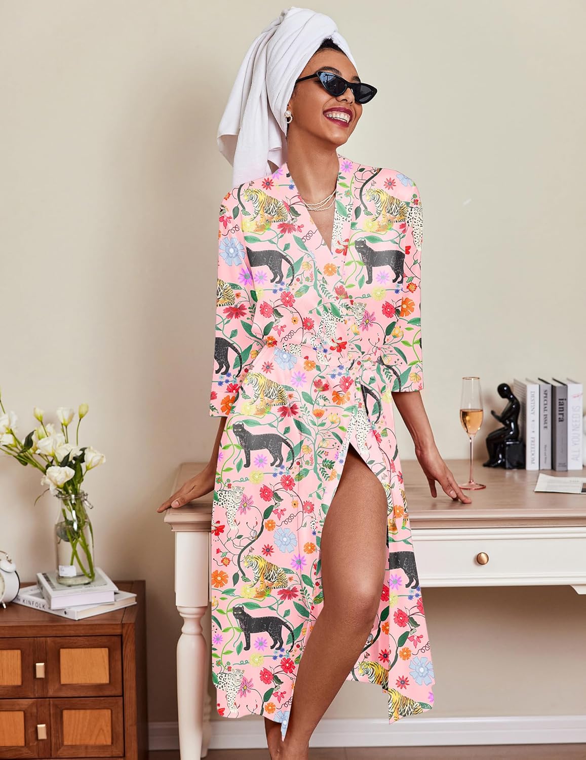 Ekouaer Silk Robes for Women Long Satin Bride Bridesmaid Wedding Party Robes Lightweight Sexy Sleepwear with Pockets