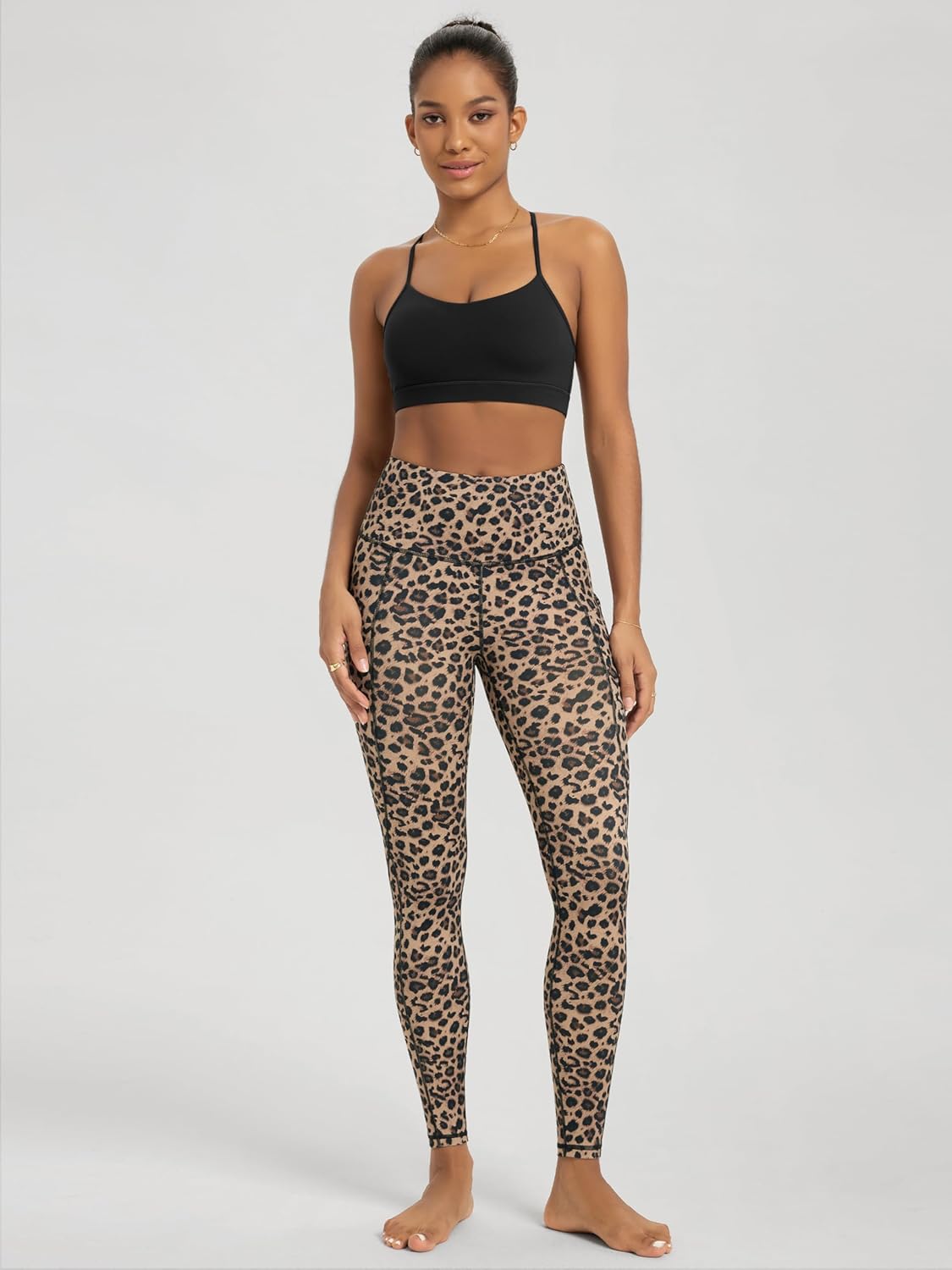 Alternative view of ODODOS Women's High Waisted Yoga Leggings with Pockets, Tummy Control Non See Through Workout Athletic Running Yoga Pants