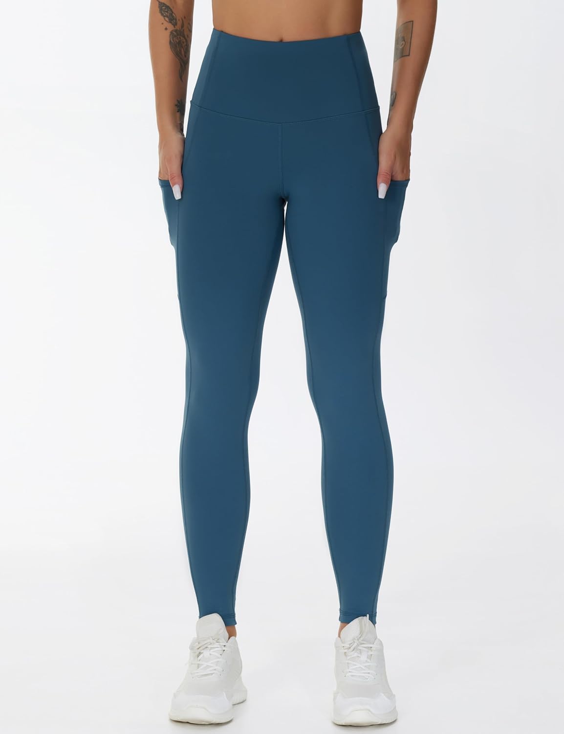 Alternative view of THE GYM PEOPLE Women's High Waist Yoga Pants Buttery Soft Stretchy Tummy Control Workout Athletic Leggings with Pockets