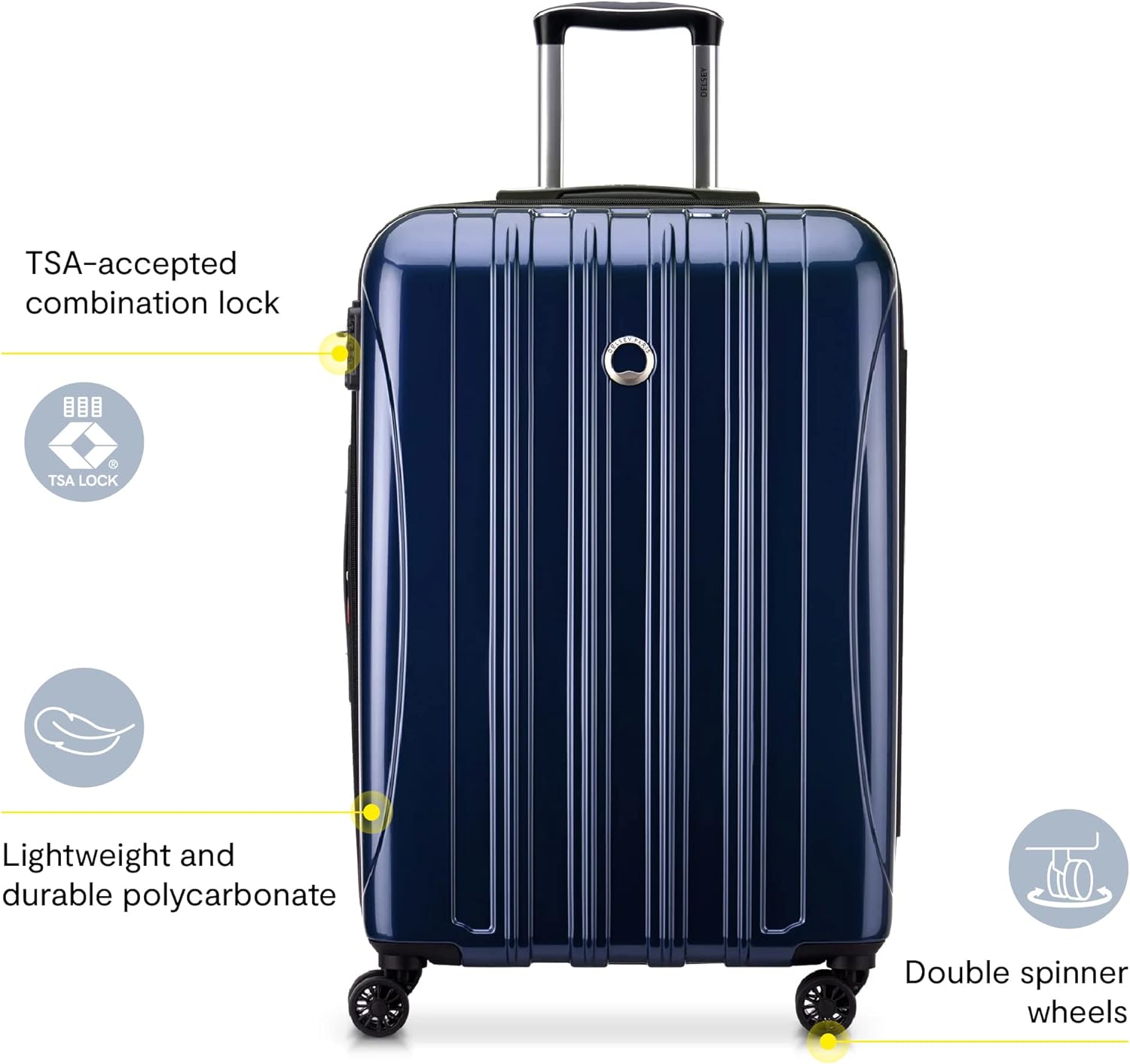 Alternative view of DELSEY PARIS Helium Aero Hardside Expandable Luggage with Spinner Wheels, Blue Cobalt, Checked-Medium 24 Inch