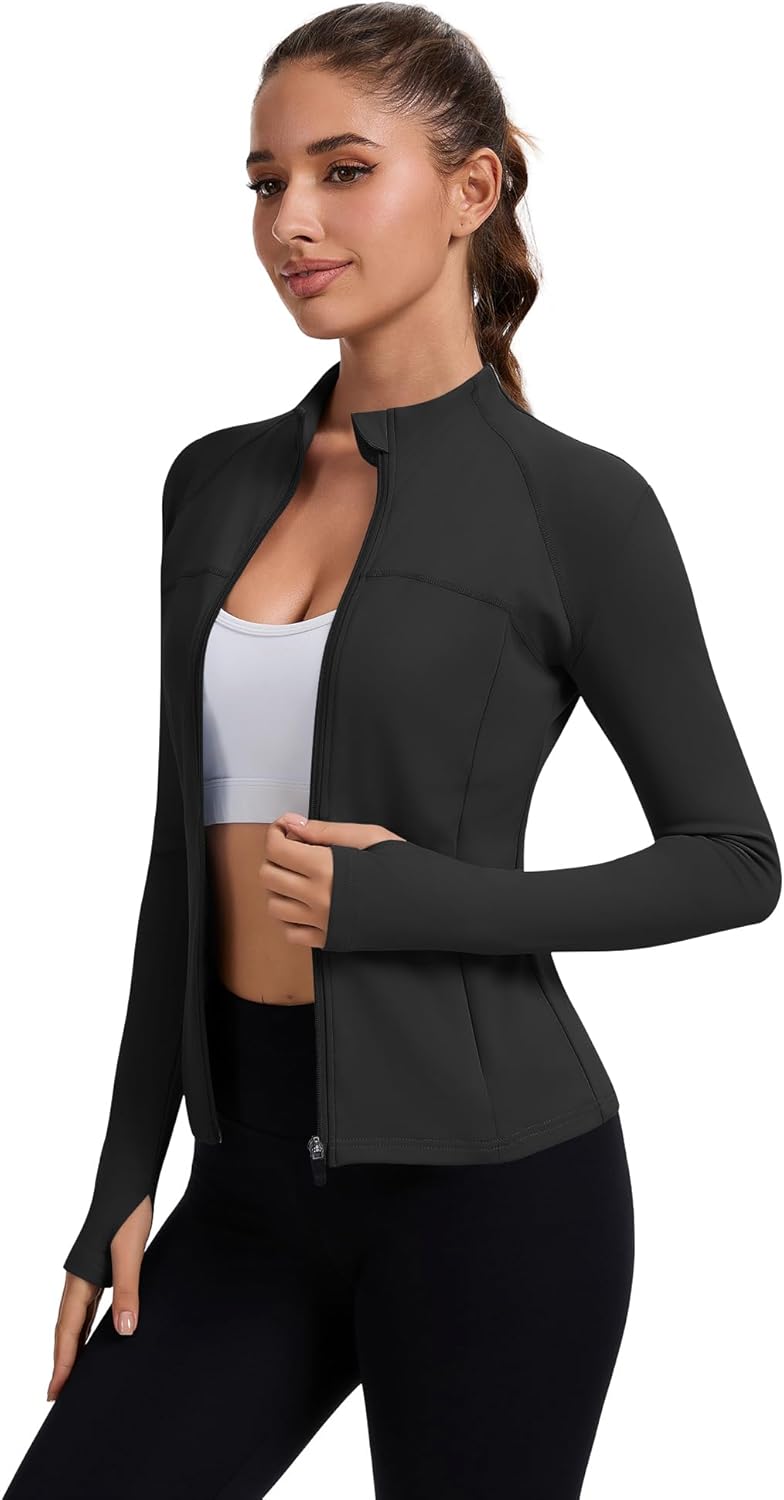 Alternative view of Rapbin Women's Full Zip Workout jackets Runing Slim Fit Athletic Tops With Thumb Holes