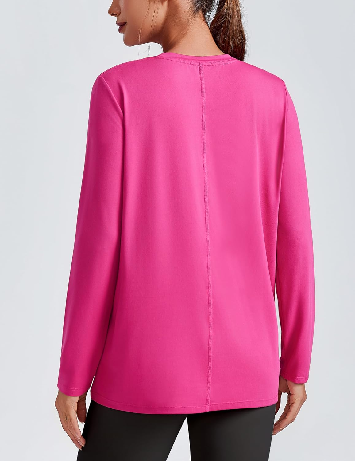 PINSPARK Workout Tops for Women Long Sleeve Yoga Shirts Crew Neck Athletic Top Loose Fit for Running Gym Hiking