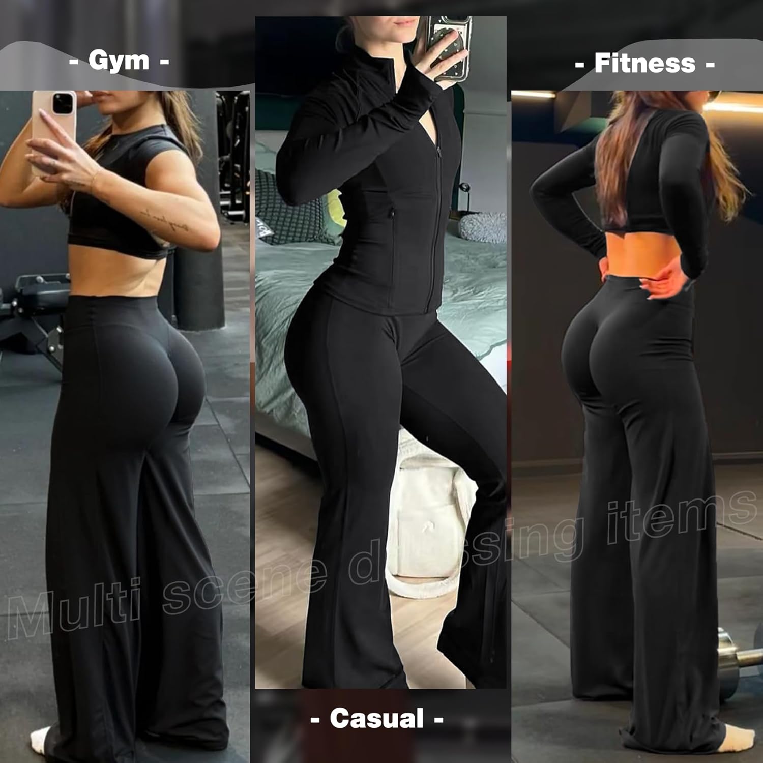 JGS1996 Wide Leg Yoga Pants Bottoms Straight Leg Leggings for Women High Waist Stretch Booty Casual Gym Workout Sweatpants