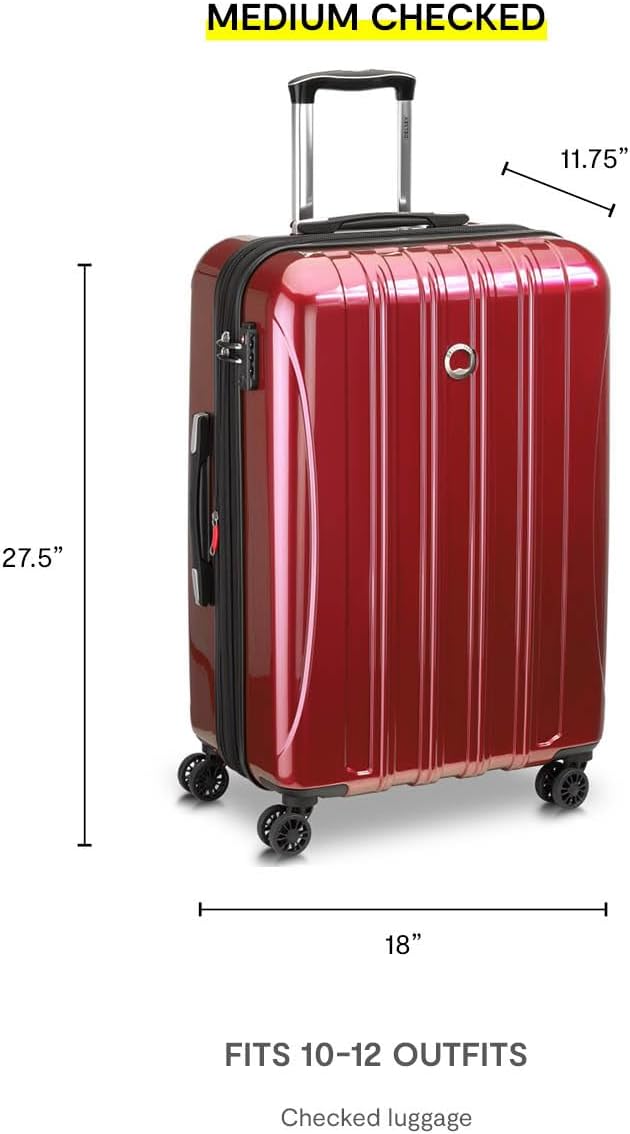 DELSEY PARIS Helium Aero Hardside Expandable Luggage with Spinner Wheels, Blue Cobalt, Checked-Medium 24 Inch