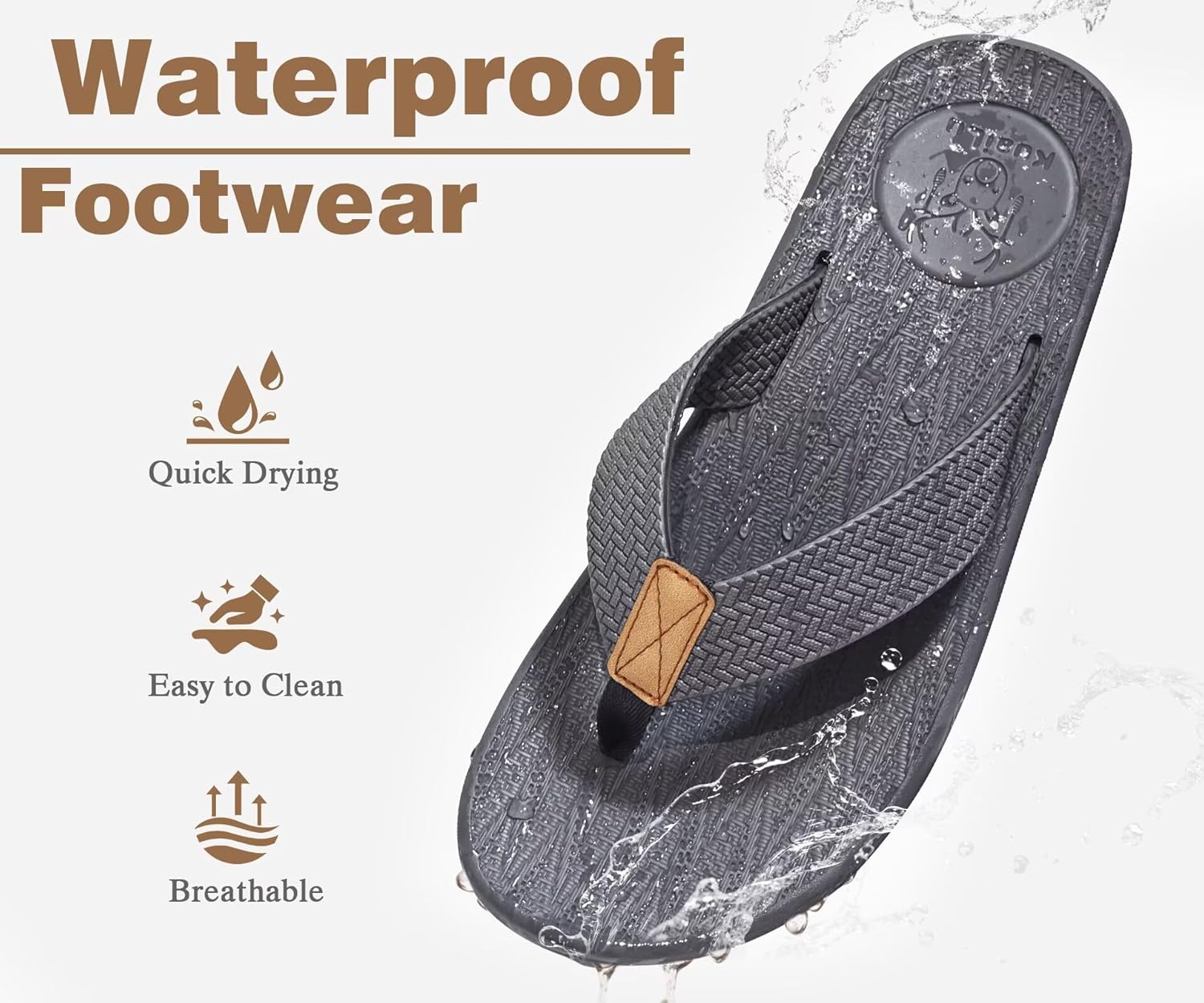 Alternative view of KuaiLu Mens Flip Flops Arch Support Comfortable Summer Beach Thong Sandals Yoga Foam Cushion Slip on Slippers