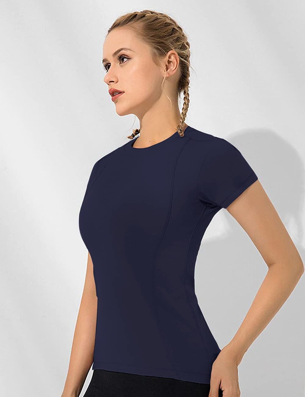 Alternative view of Loovoo Women Workout Shirts 1/2/3 Pack Athletic Compression Tee Dry Fit Yoga Gym Basic Tops