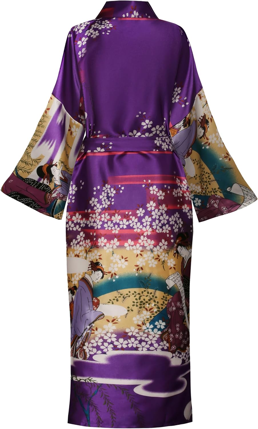 Women's Plus Size Floral Robes Long Satin Kimonos Bathrobes Patterned Long Silky Sleepwear Loungewear