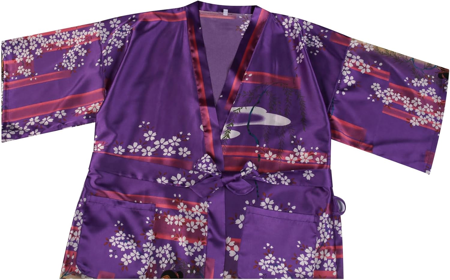 Alternative view of Women's Plus Size Floral Robes Long Satin Kimonos Bathrobes Patterned Long Silky Sleepwear Loungewear
