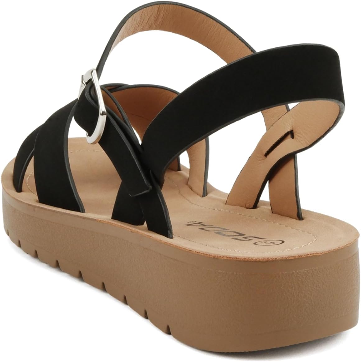 Alternative view of Soda CHESTER ~ Women Flat Sandals Flatform Ankle Buckle Criss Cross Band Straps Sandals Shoes