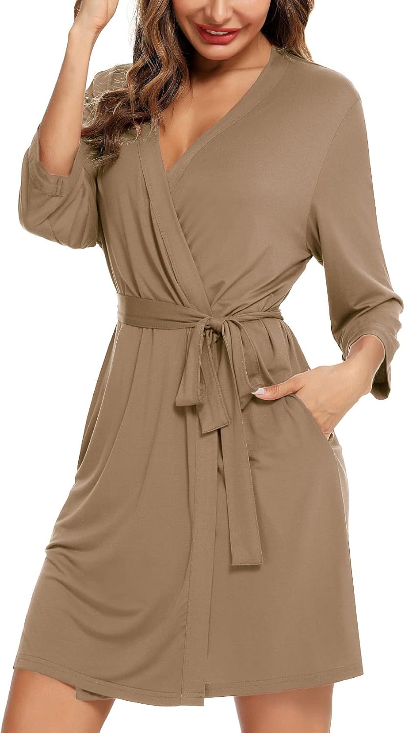 Samring Women's Lightweight Robe Soft Kimono Robes Short Bathrobe for Women Sleepwear