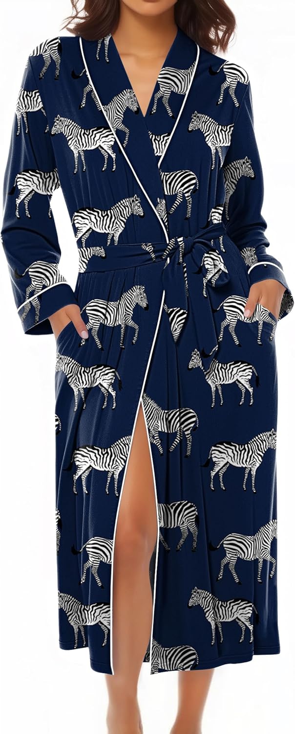 Ekouaer Kimono Robes for Women Long Lightweight Knit Bathrobe Shawl Soft Sleepwear Casual Ladies Loungewear S-XXL - Image 6